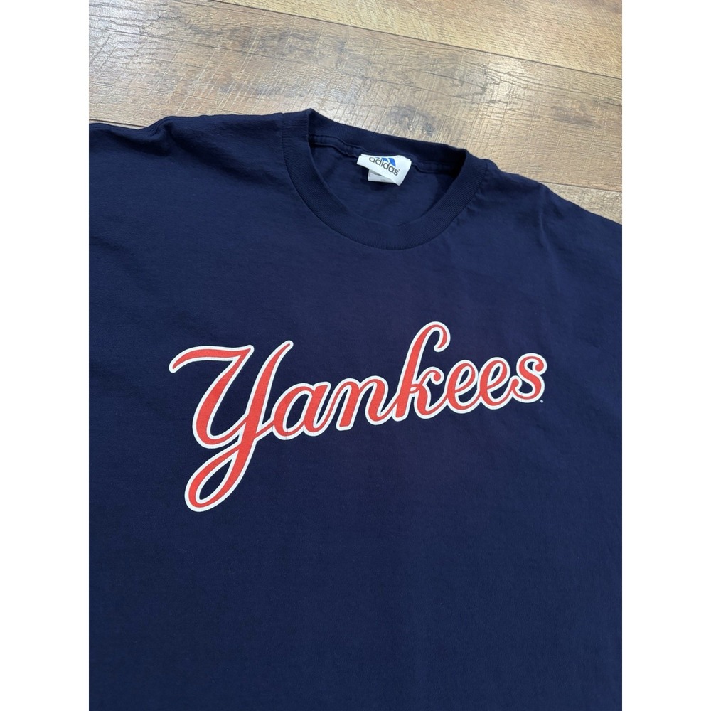 Vintage Y2k New York Yankees Adidas Double Sided Graphic Tee Navy Blue XXL 2002 - Picture 4 of 10